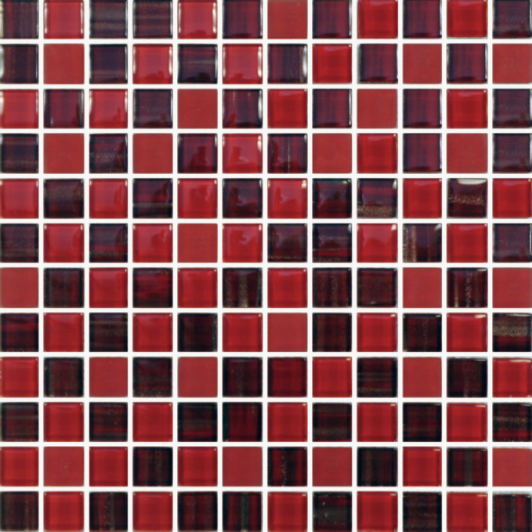 1 x 1 Glass Ruby Mosaic on 11.75 x 12 sheet