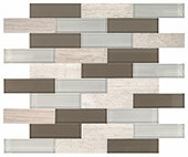 Chenille White and glass Blend, Brick Joint, 1 1/4X4, Straight Edge, Mix