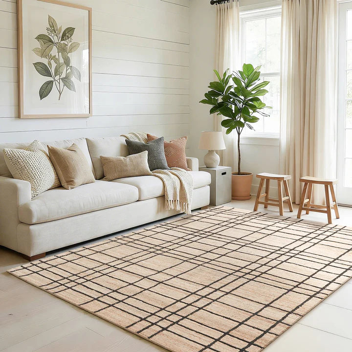 Nell Window Pane Premium Jute Rug With Backing