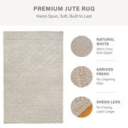 Mica Hand Spun Embroidered Jute Rug with Looped Yarn