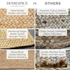 Dune Taupe Jute Rug with Dotted Lines and Premium Cotton Backing