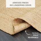 Dune Taupe Jute Rug with Dotted Lines and Premium Cotton Backing