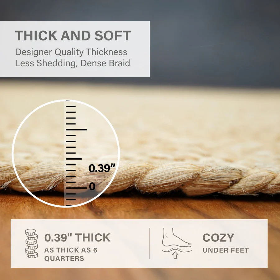 George Premium Hand Spun Jute Braided Area Rug