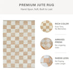 Mesa Handwoven Reversible Jute Checkered Area Rug in Beige and Ivory Tones