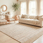 Remi Soft Hand Spun Jute Striped Rug with Wool Accent Stripes