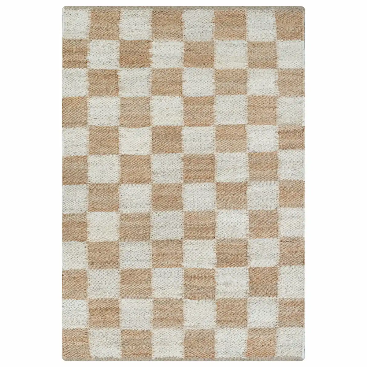 8x10 Mesa Handwoven Reversible Jute Checkered Area Rug in Beige and Ivory Tones