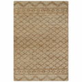 6x9 Nira Hand Spun Jute Embroidered Rug with Raised Diamond Trellis, Looped Yarn