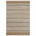8x10 Remi Soft Hand Spun Jute Striped Rug with Wool Accent Stripes