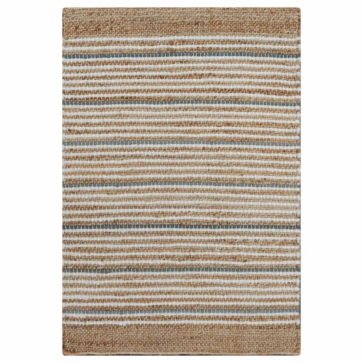 8x10 Remi Soft Hand Spun Jute Striped Rug with Wool Accent Stripes