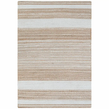 8x10 Reva Handwoven Natural Jute Striped Area Rug, Hand Sorted Yarn, White and Brown