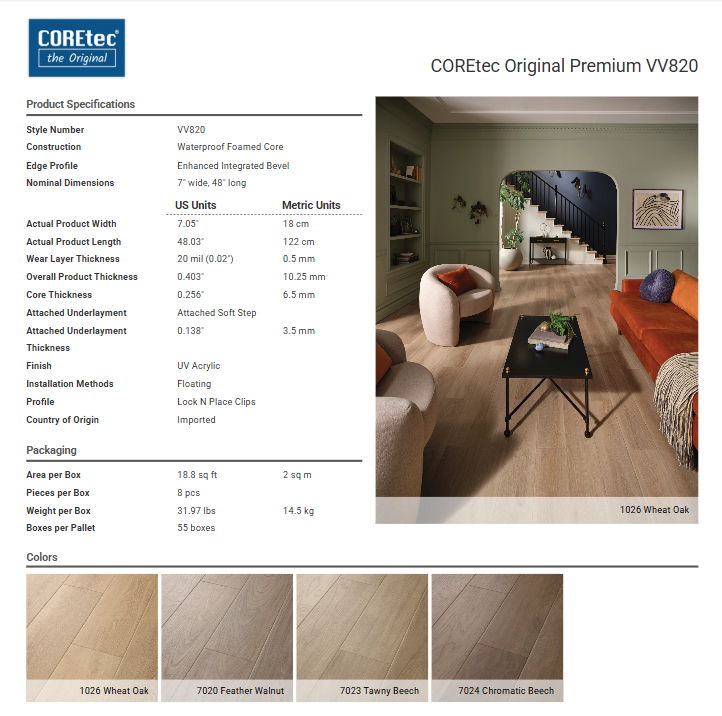 CORETEC ORIGINAL PREMIUM VV820                     - WHEAT OAK