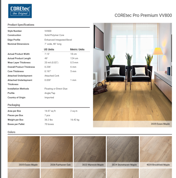 CORETEC PRO PREMIUM VV800                          - DOUGLAS MAPLE