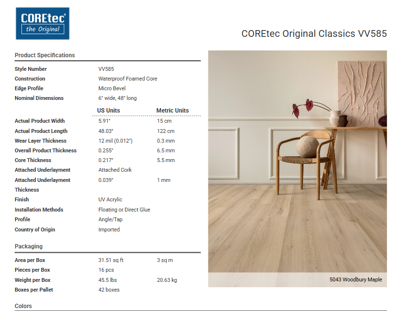 CORETEC ORIGINAL CLASSICS VV585                    - DEEP LAKE OAK