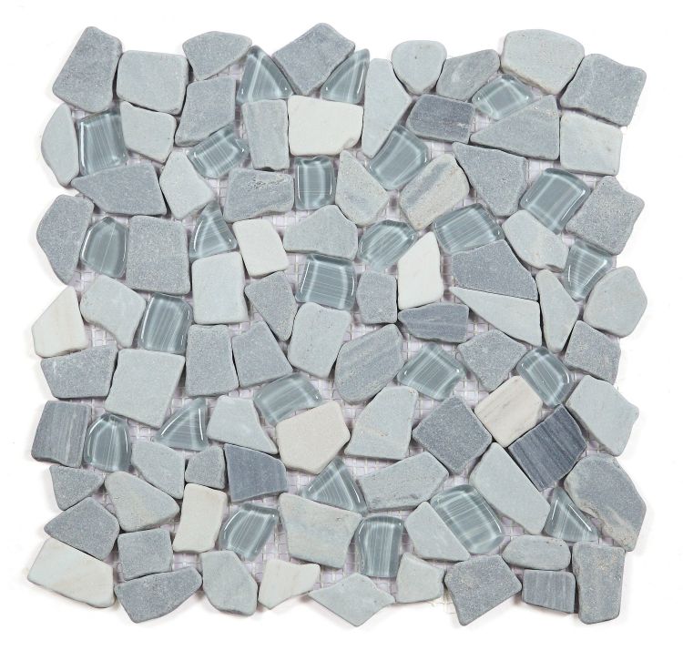 Glass & Marble Pebble Mosaic Tile