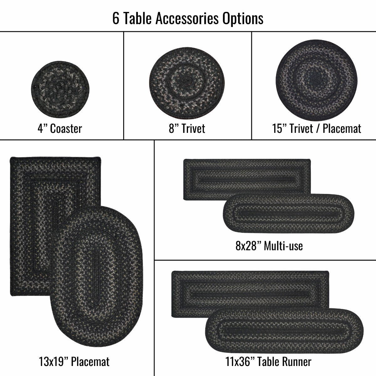 8x28 Jet Black Rect Set of 2