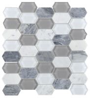 Montage Elongate Hex Marble Mosaic 12.5 x 13.25